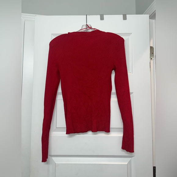 Nine West Red Ribbed Knit Top - Picture 2 of 3